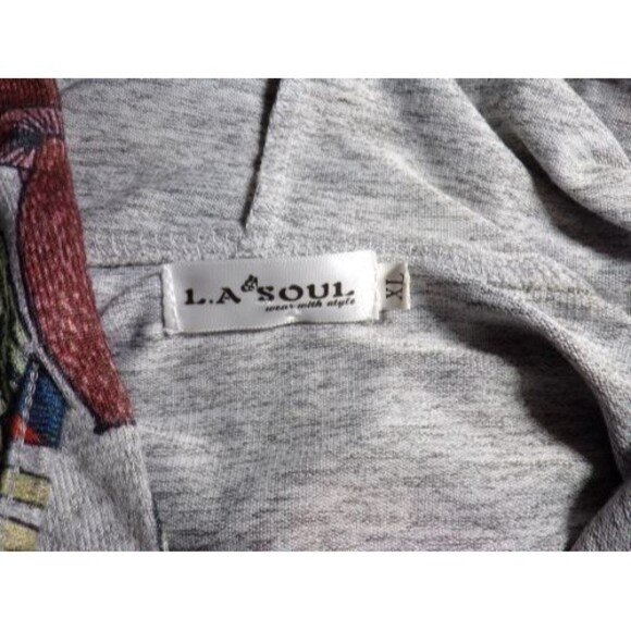 LA Soul Womens Hoodie XL Colorful Mushrooms Hippie Whimsical Nature Earthy Fairy - Picture 4 of 4